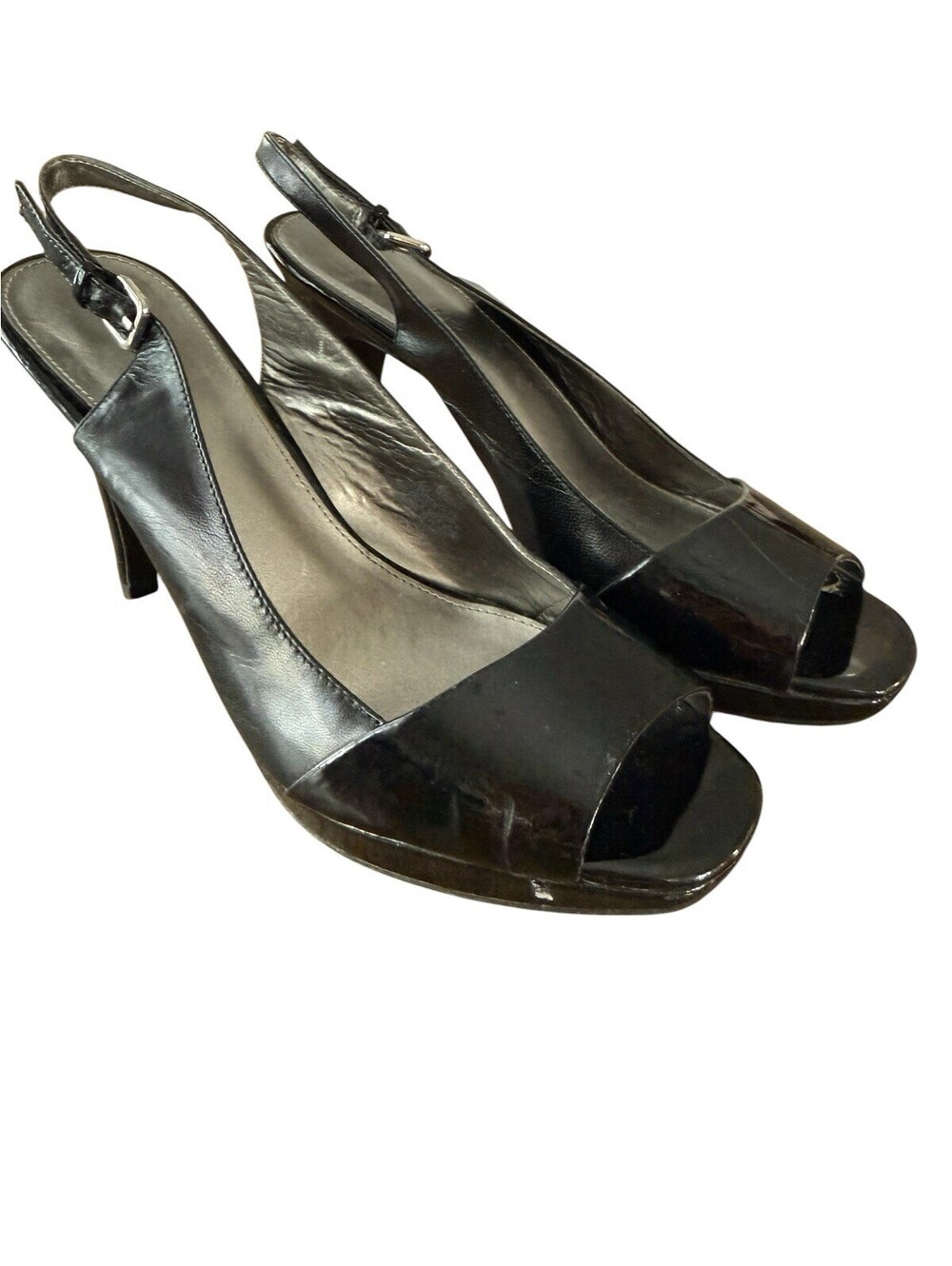 Bandolino Sling Back Stiletto Heels Size 8 Leather 4 1/4” Heel One Flaw